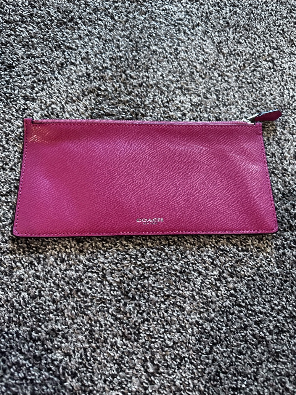 COACH Pouch Clutch Wallet Flat Accessory Zipper Bright Pink Fuchsia 9.5 x 4.5"